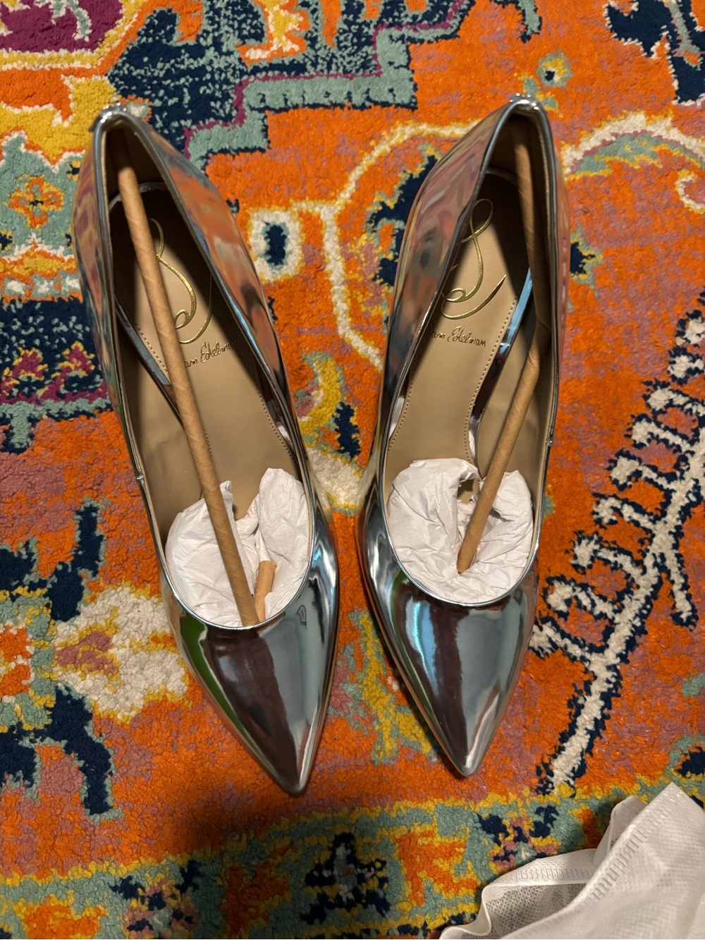 Sam Edelman Iridescent Silver Pointed Toe Heels